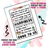 Thank God For Dirty Dishes Poem Printable Wall Art - Forest Rose Creative