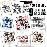 Proverbs 31 Christian Wall Art - Her Children Arise and Call Her Blessed - Forest Rose Creative