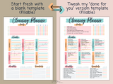 Editable Cleaning Planner