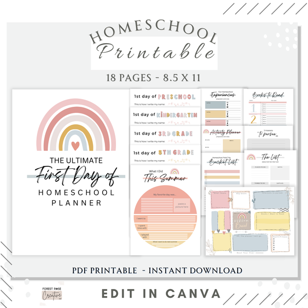 Printable First Day of Homeschool Planner