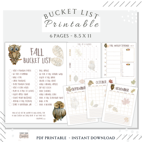 Printable Fall Kids Activities Planner for Kids
