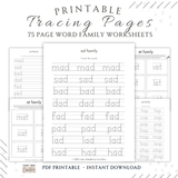 Word Family Tracers Printable