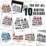 Christian Wall Art Joshua 24:15 - As for Me and My House We Will Serve the Lord - Forest Rose Creative