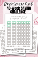 Emergency Fund Saving Challenge - 40-Week - Forest Rose Creative