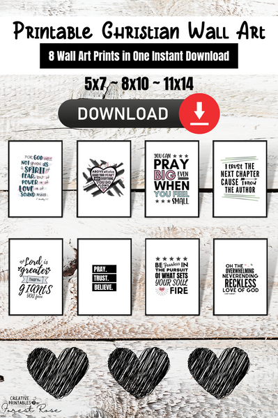 Printable Christian Wall Art Bundle 5x7, 8x10, 11x14 - Forest Rose Creative