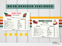 Retro Printable Secret Santa Gift Exchange Questionnaire