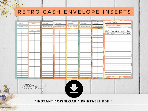 RETRO Printable Cash Envelope Inserts