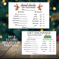 Printable Secret Santa Questionnaire for Gift Exchange - Forest Rose Creative