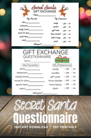 Printable Secret Santa Questionnaire for Gift Exchange - Forest Rose Creative