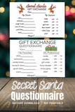 Printable Secret Santa Questionnaire for Gift Exchange - Forest Rose Creative