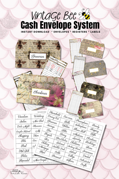 Vintage Bee Cash Envelope System - Forest Rose Creative