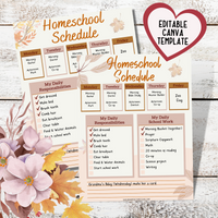 Printable Homeschool Schedule Template Editable in Canva