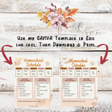 Printable Homeschool Schedule Template Editable in Canva