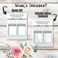Printable Homeschool Schedule Template Editable in Canva